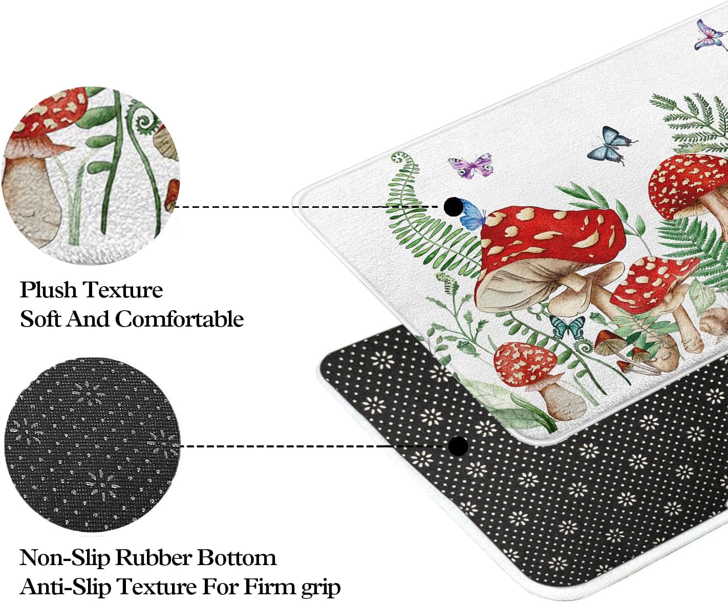 Twyt Decor Mushroom Imitation Cashmere Bathroom Mat Rug