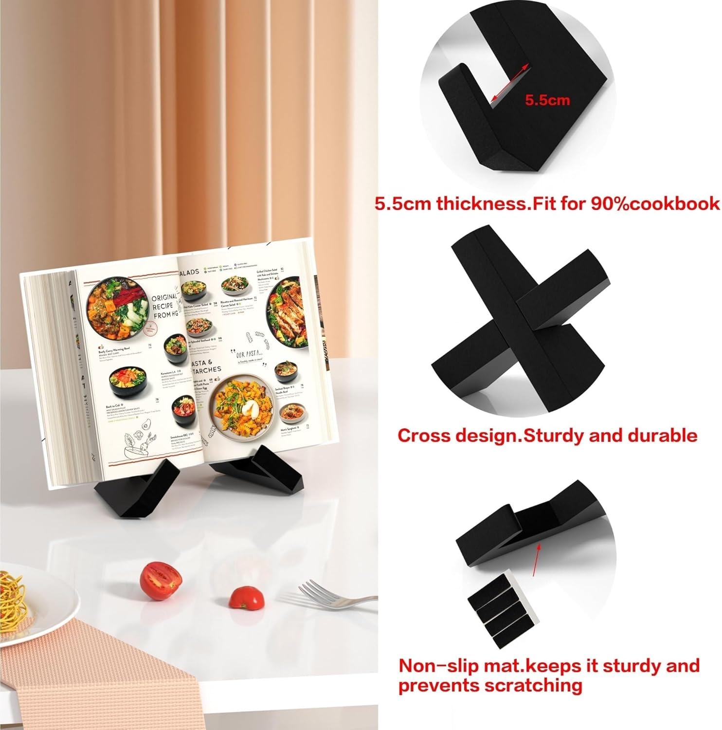 Free Your Hands with the epithet_PT Multifunctional Black Cookbook Stand
