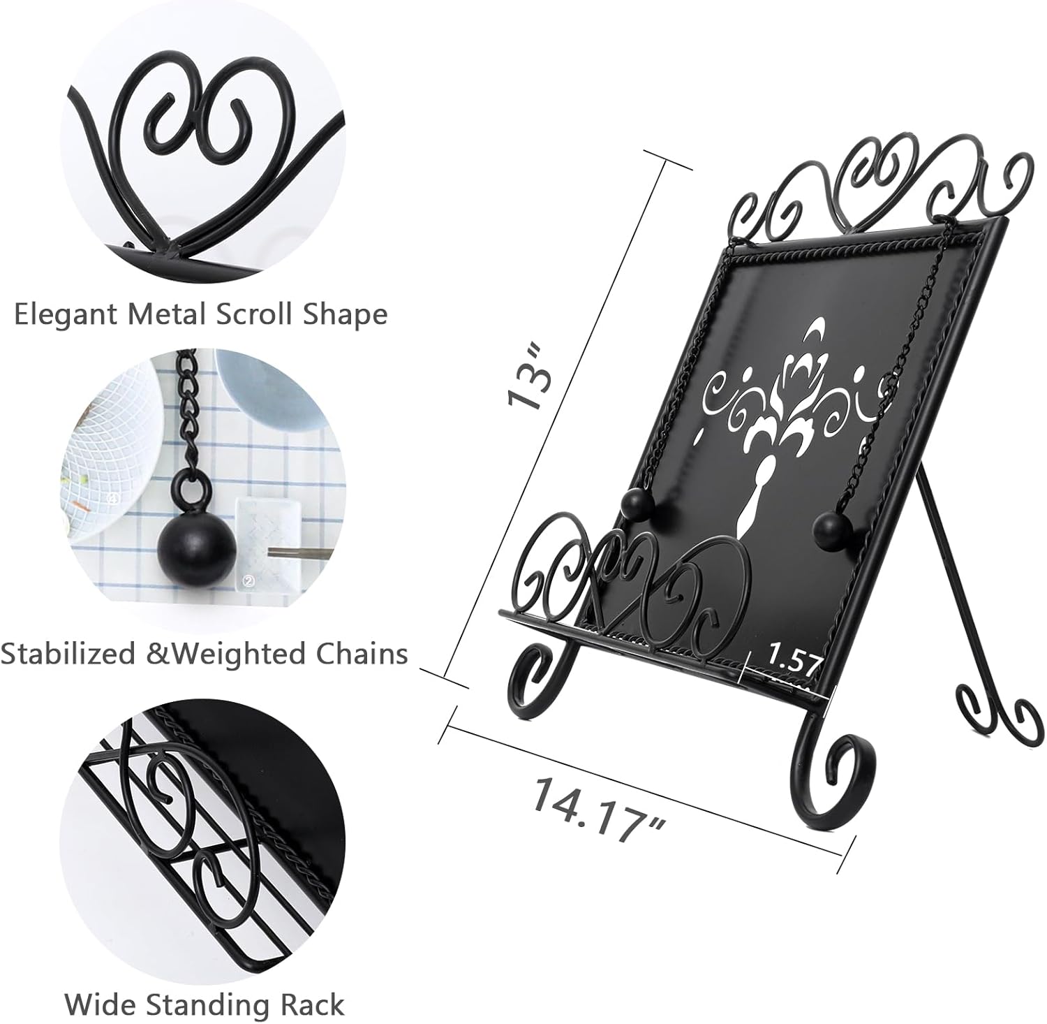 SwallowLiving Antique Metal Cookbook Stand with Adjustable Arm