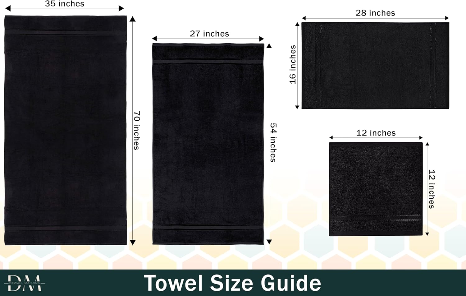 Dewall Maisons 8-Piece Black Cotton Towel Set