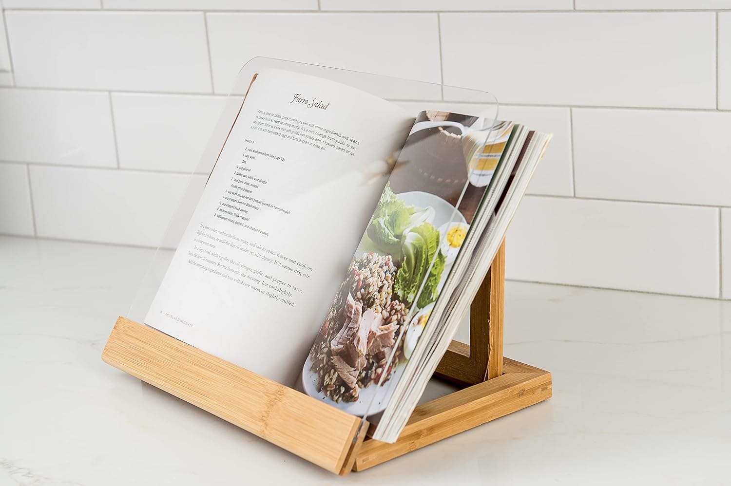 Lipper International 8815 Bamboo Wood and Acrylic Cookbook Holder