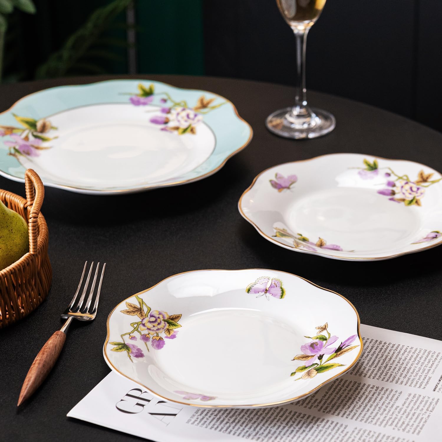 Elegant 8-inch Ceramic Plates Set of 2 for Parties