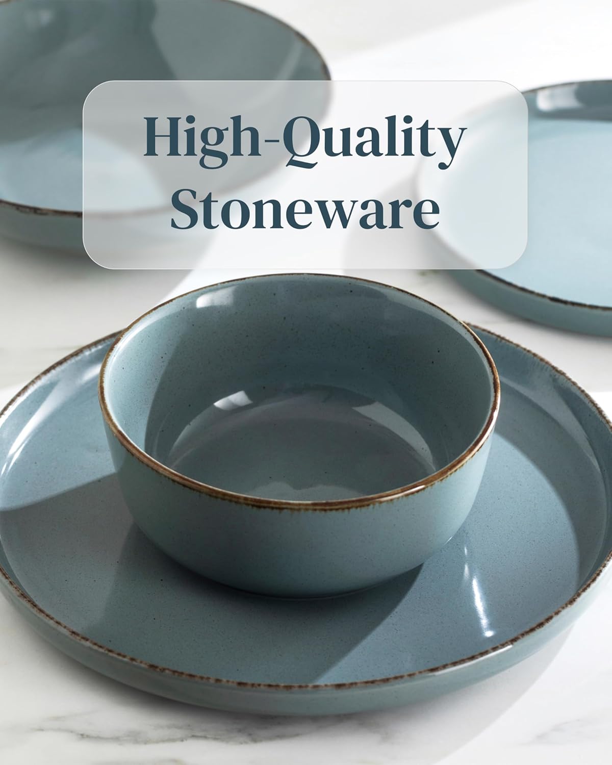 Stoneware Dinnerware Set 8 Persons Rustic Design 32 Pieces