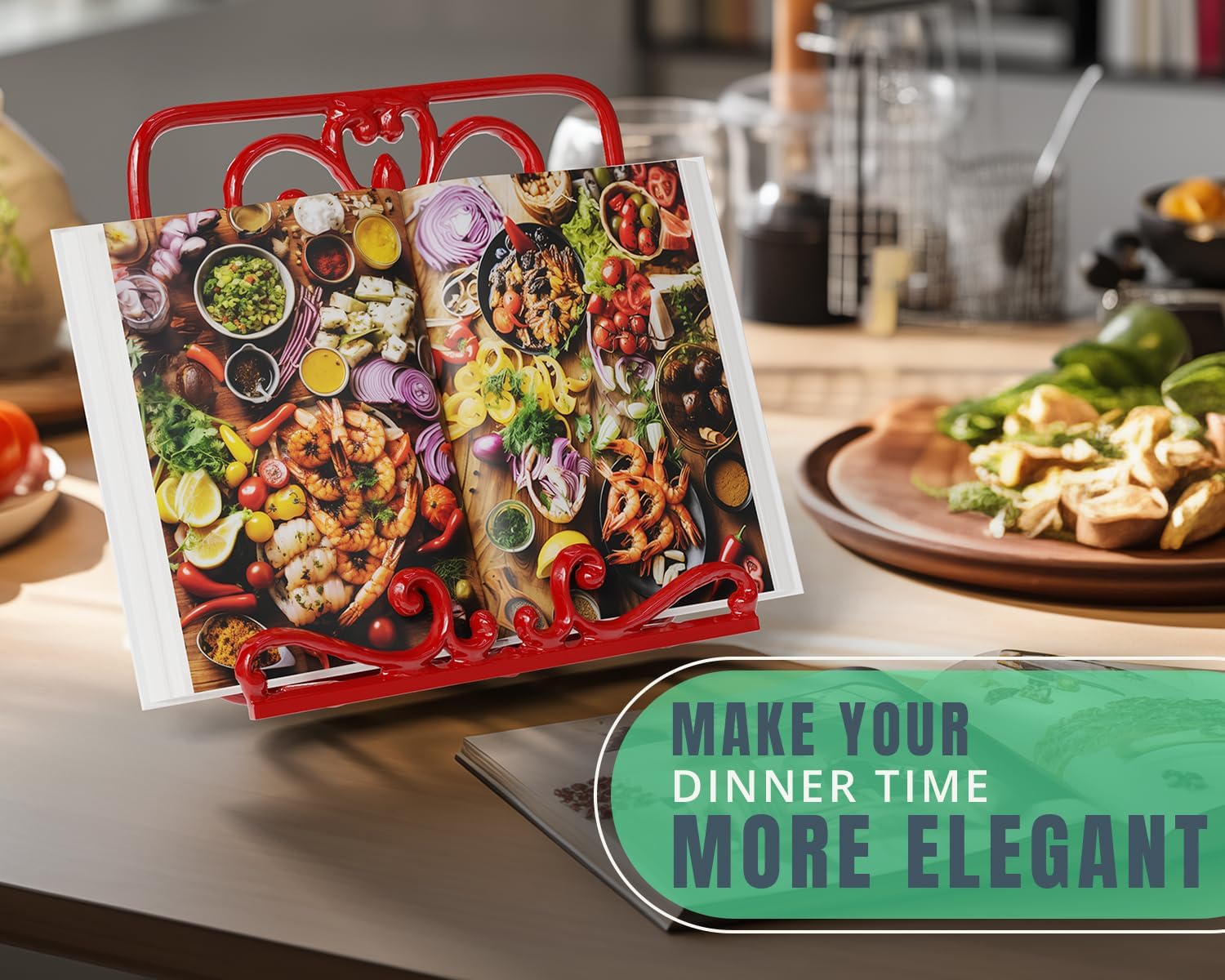 Comfify Cast Iron Recipe Stand - Durable Elegant for Kitchen Convenience