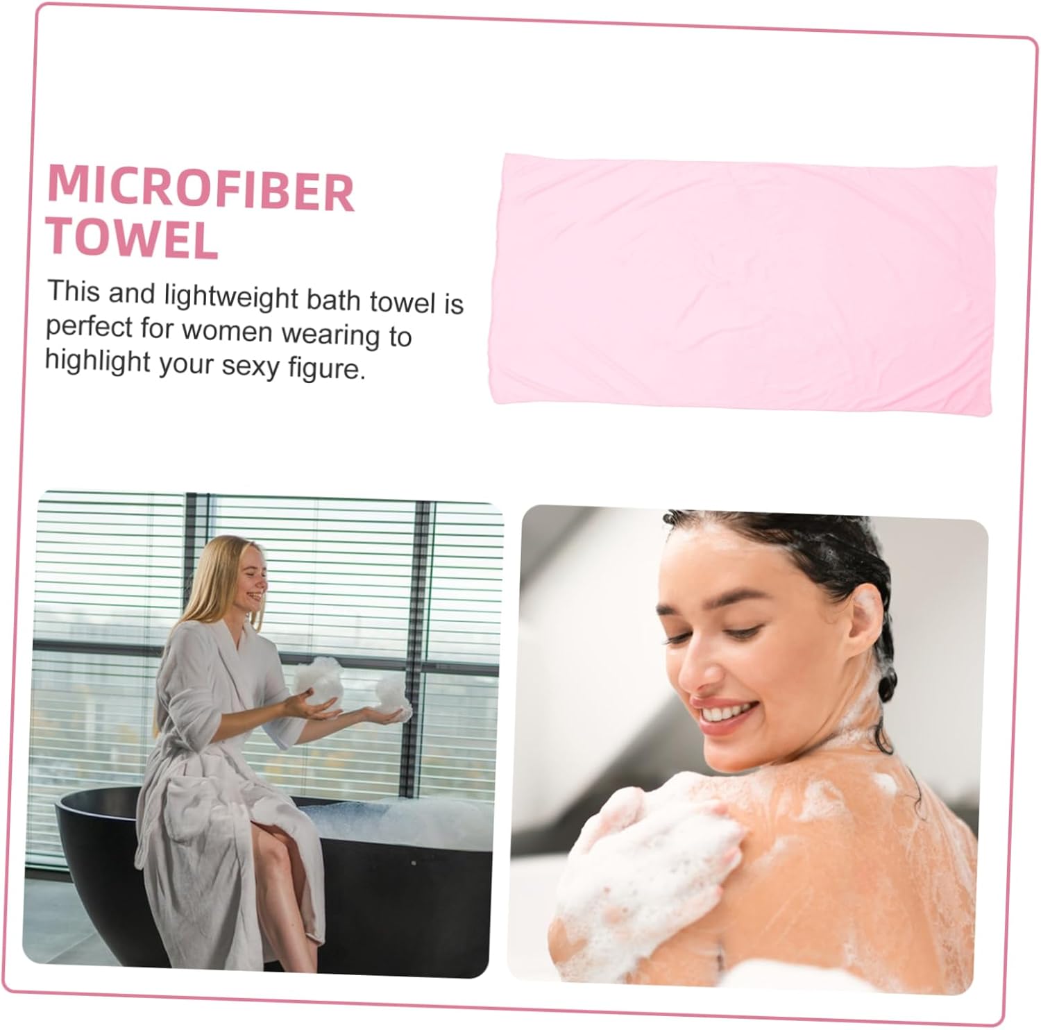 Garneck Women Bath Wrap Pink
