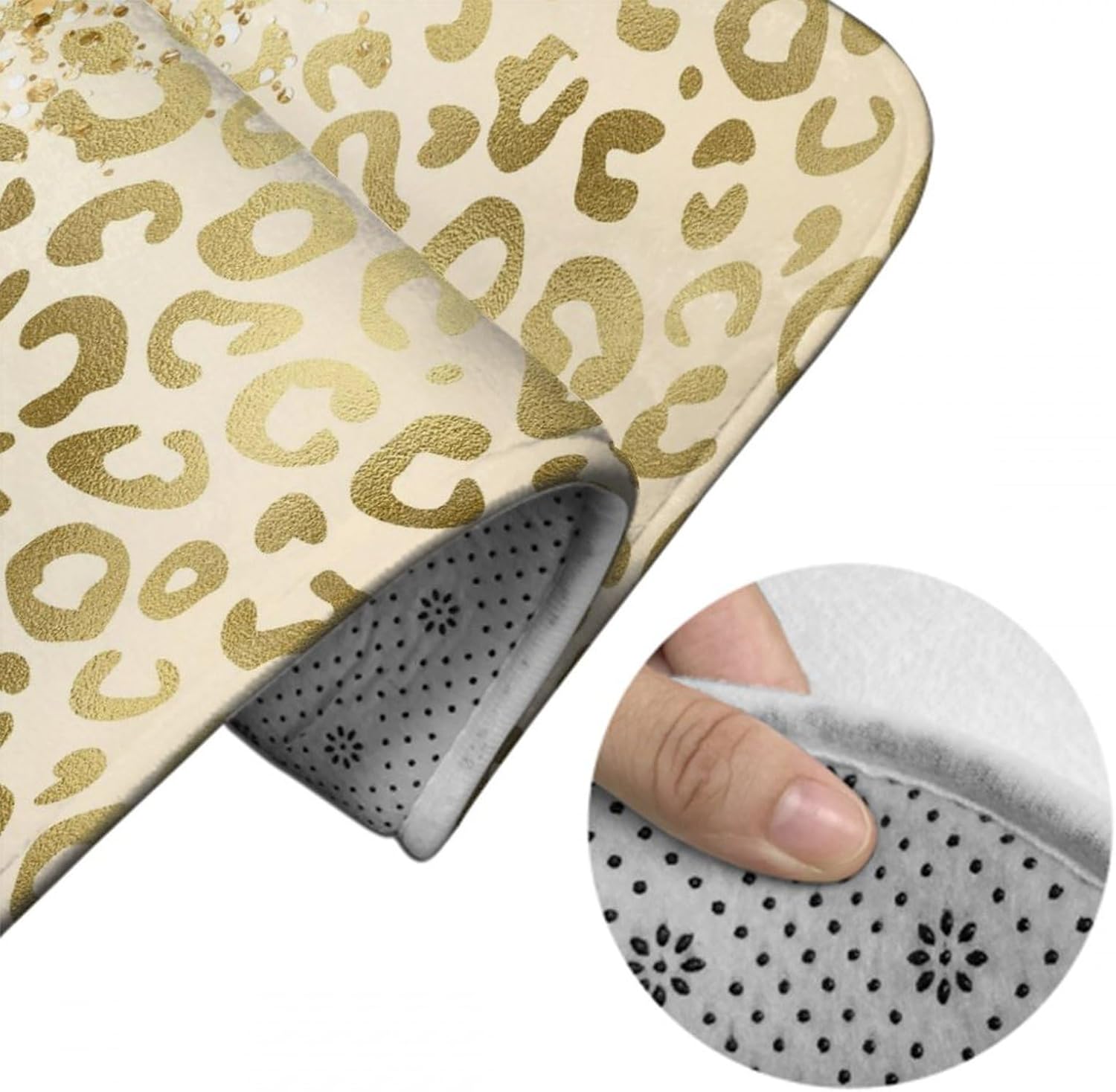 NiYoung Soft Cozy Bath Mats Gold Glitter Pattern