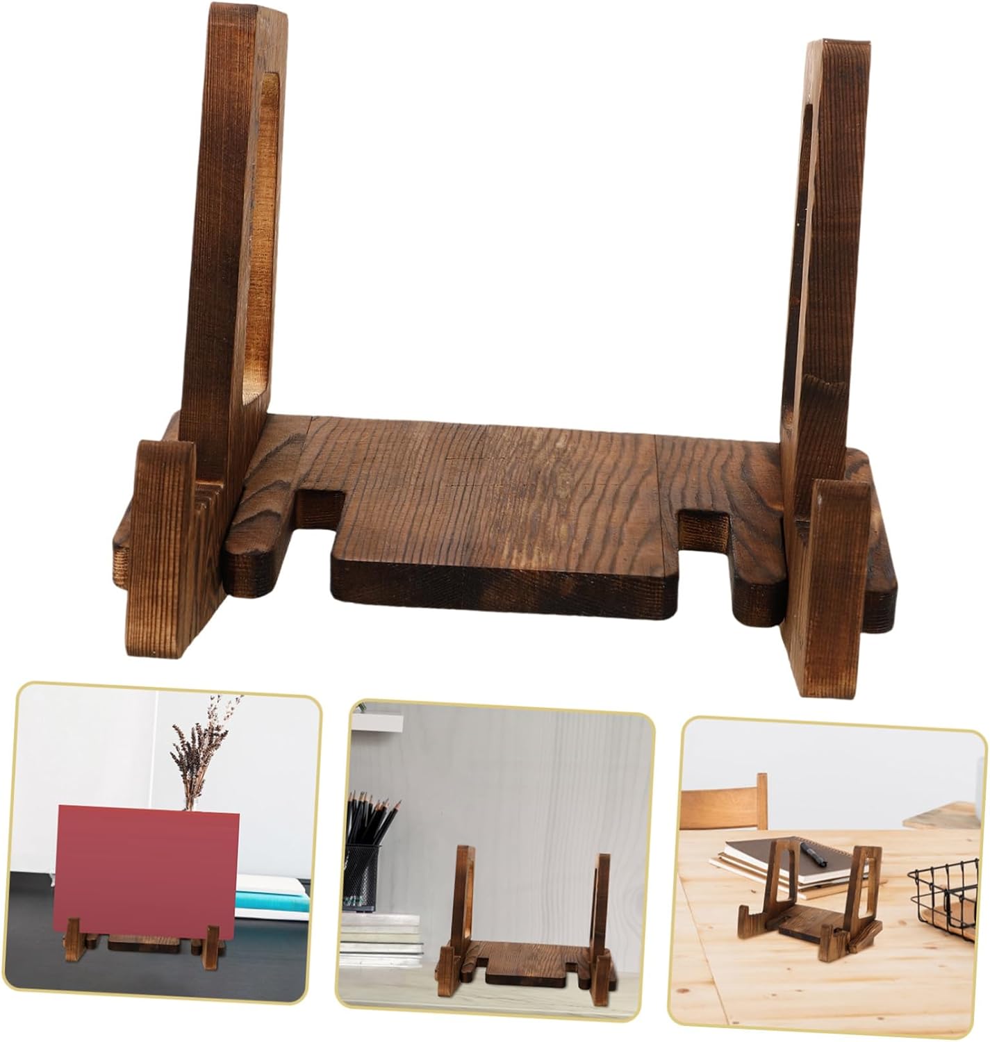 VOSAREA 3Pcs Wooden Cookbook Stand with Reading Display Features