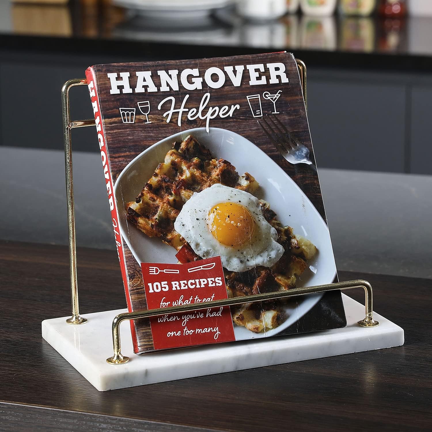 MyGift Modern Marble Cookbook Stand Sturdy and Stylish for Your Kitchen