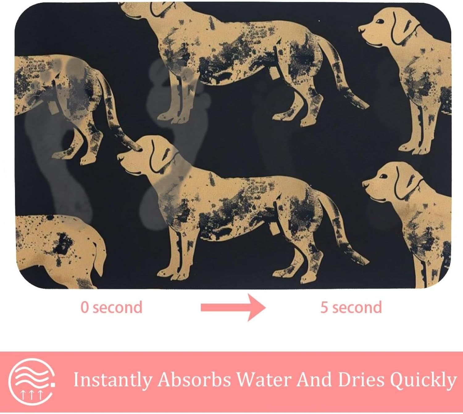 Etoenbrc Non-Slip Soft Memory Foam Bath Mat Yellow Pet Dog Pattern