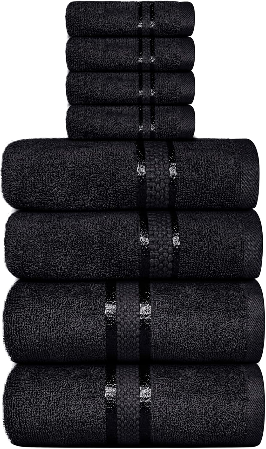 Dewall Maisons 8-Piece Black Cotton Towel Set