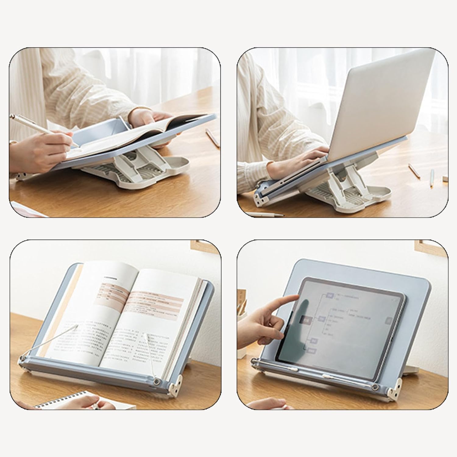 Foldable Cookbooks Stand Adjustable Reading Bracket for Home and School