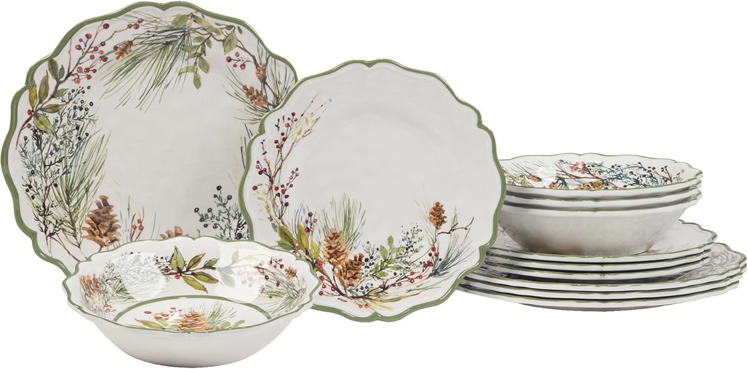 Certified International Winter Forest Dinnerware Set 12 Pc