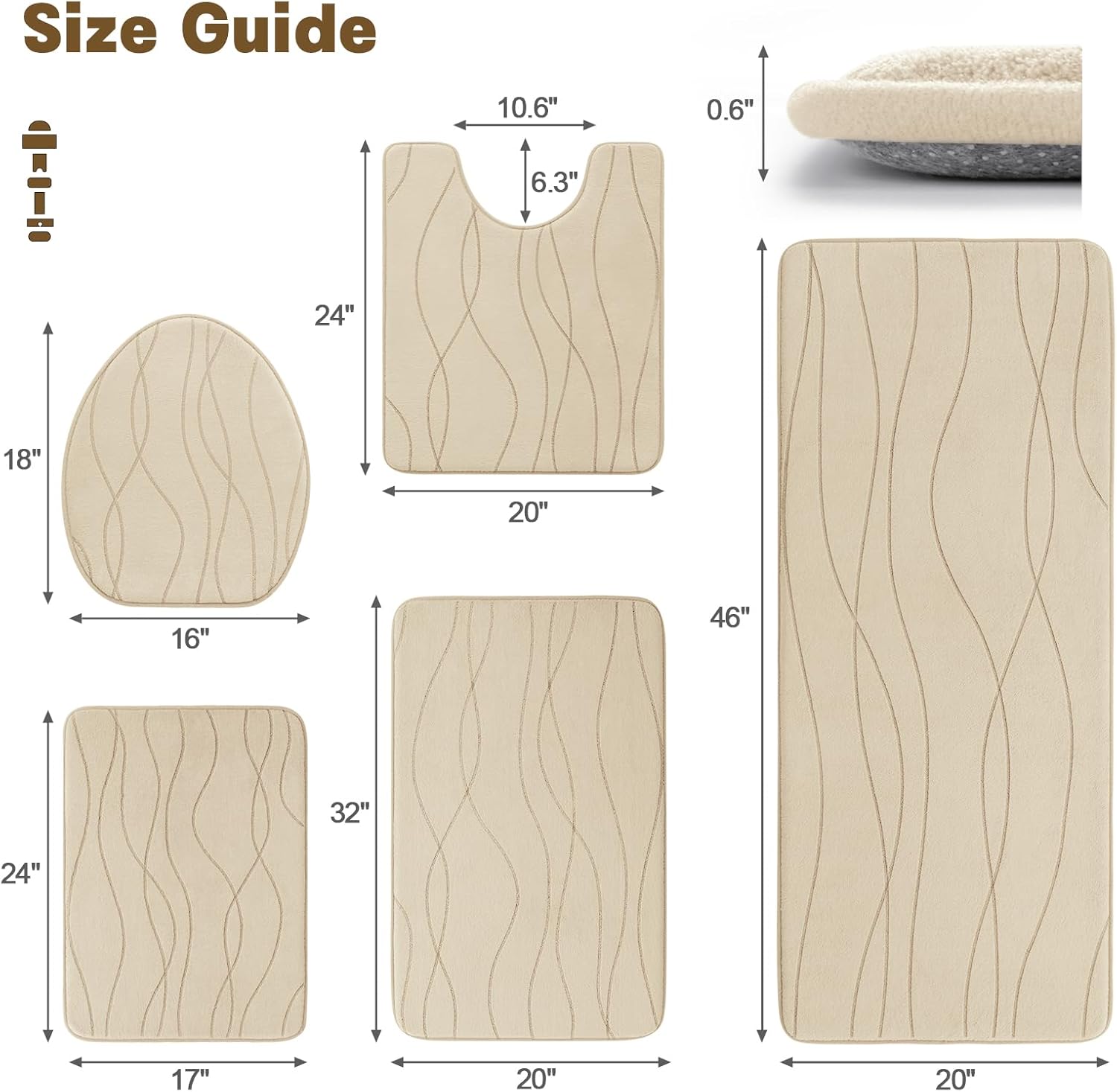 YIHOUSE Memory Foam Bathroom Rugs