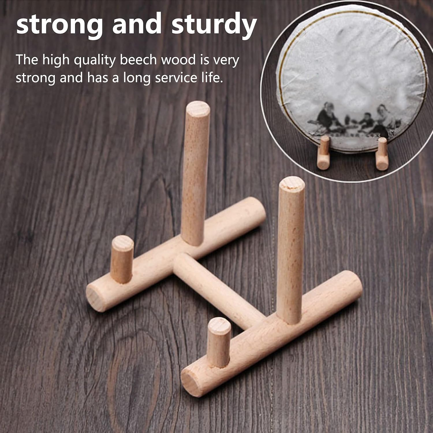 95cm Wooden Plate Holder Stand