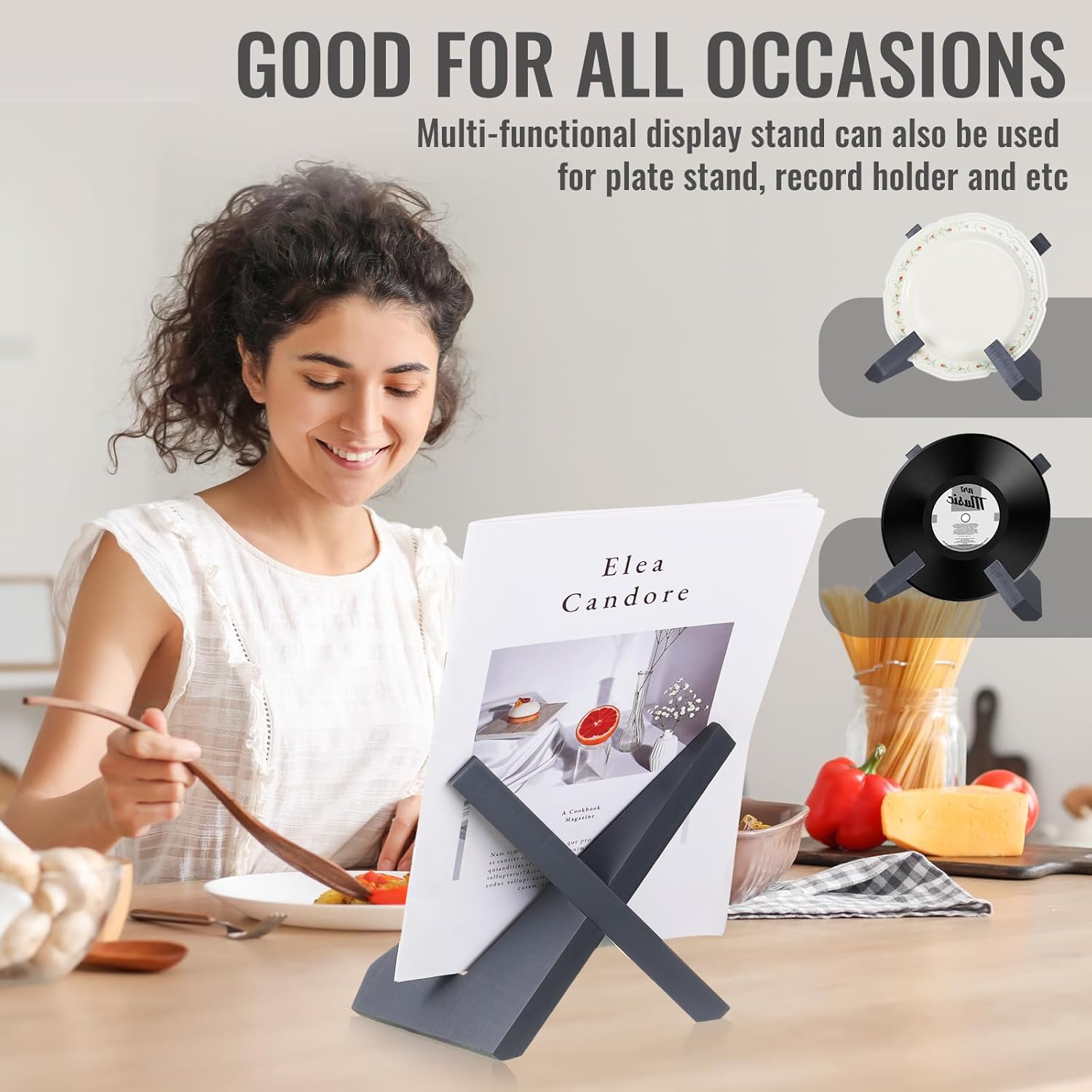 Sturdy Wooden Cookbook Stand Rustic Design for Kitchen Counterylabel Kitchen Bathroom