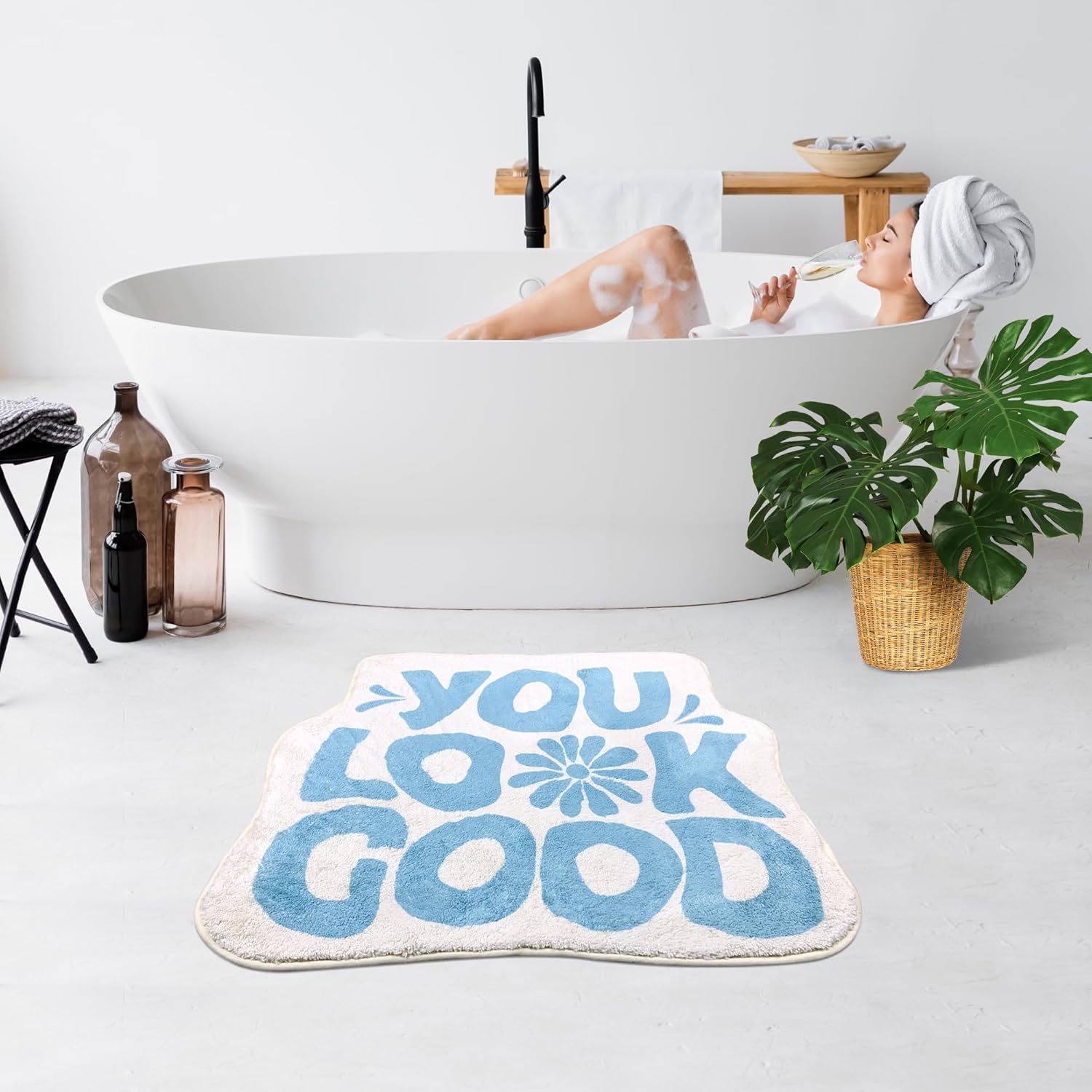 You Look Good Bath Mat Sky Blue 21x25 1