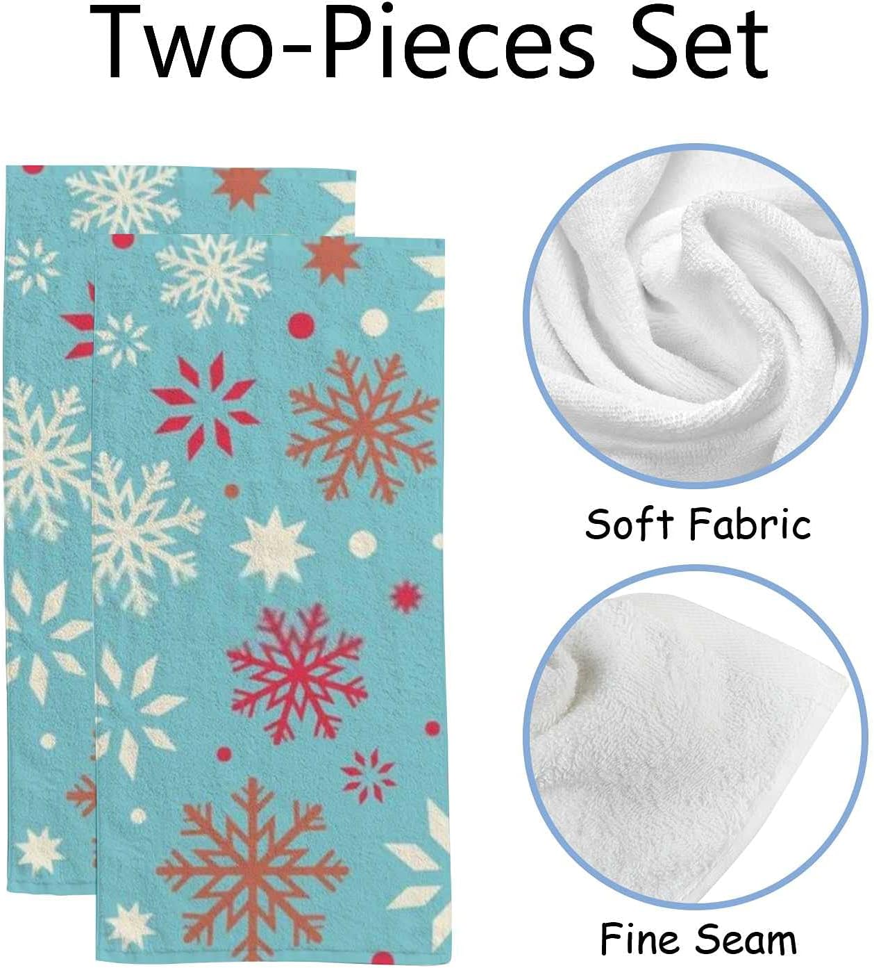 Rashu Ultra Soft Bath Towels Set Snowflakes Design 30x15in