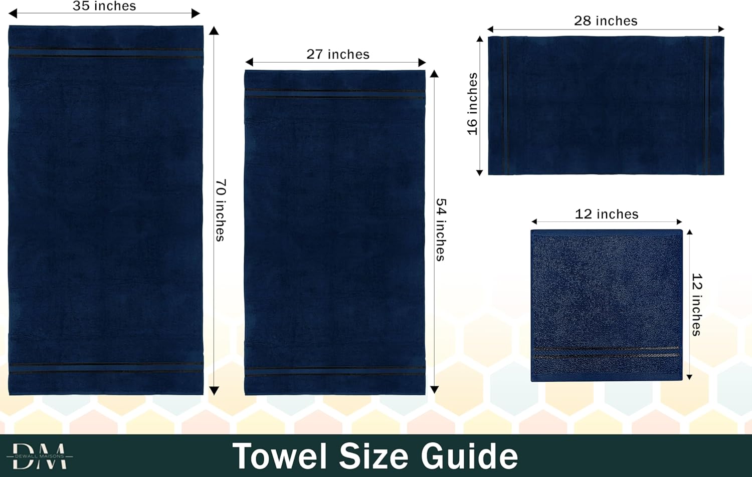 Navy Blue 8-Piece Premium Towel Set