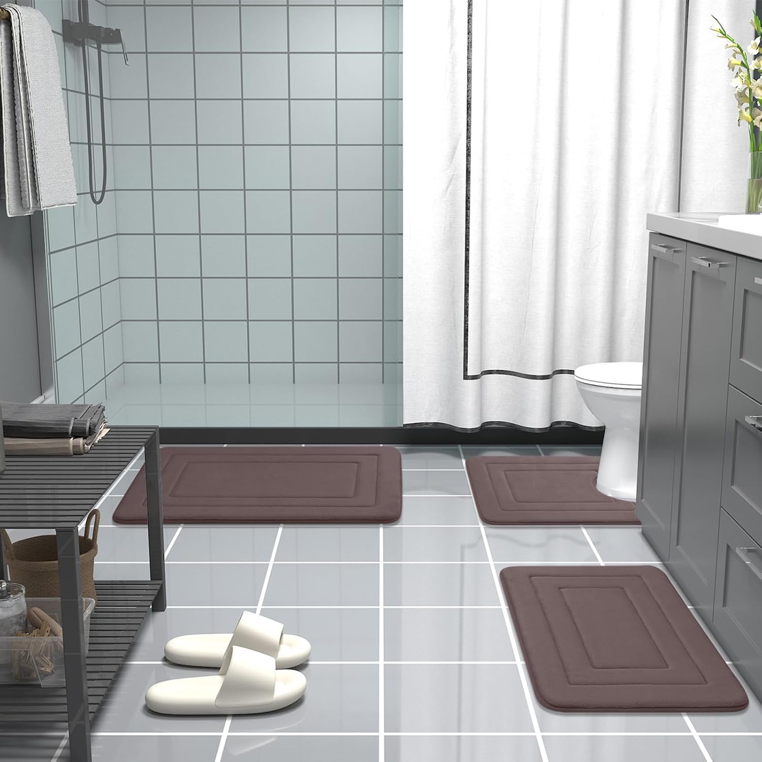 Arotive Memory Foam Bath Rug Mat Ultra Soft 30x20 Brown