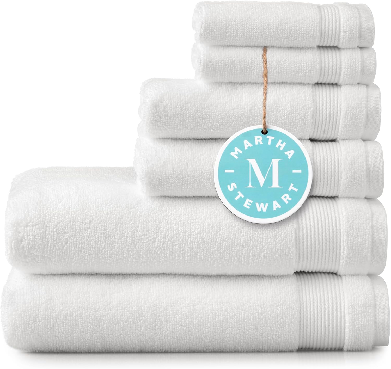 Martha Stewart 100 Cotton Bath Towels Set of 6 Soft Absorbent White