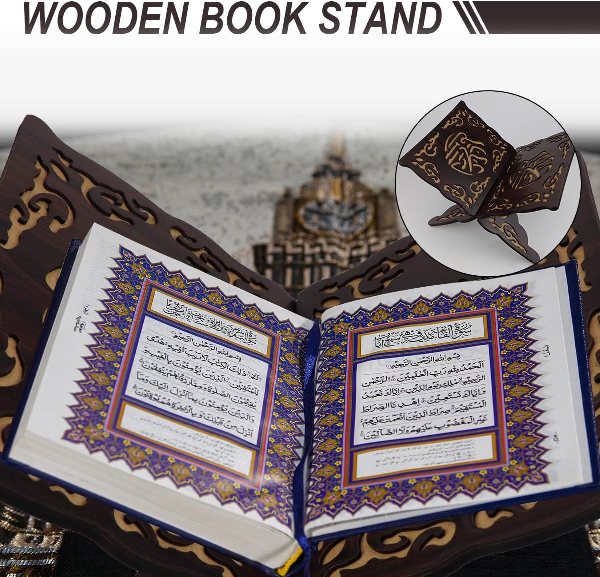 Foldable Wooden Book Stand Quran Bible Book Holder