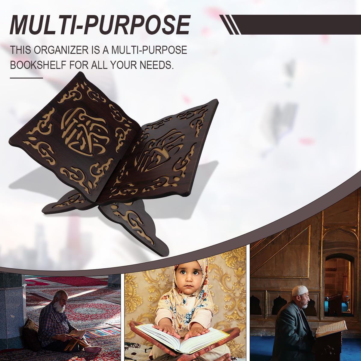 Foldable Wooden Book Stand Quran Bible Book Holder