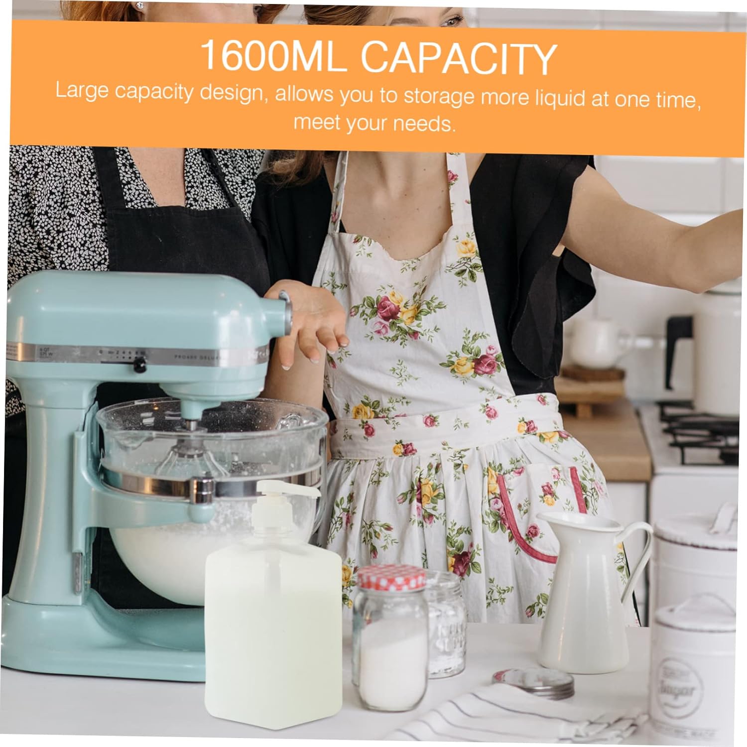 Cabilock 1600ml Transparent Plastic Syrup Dispenser