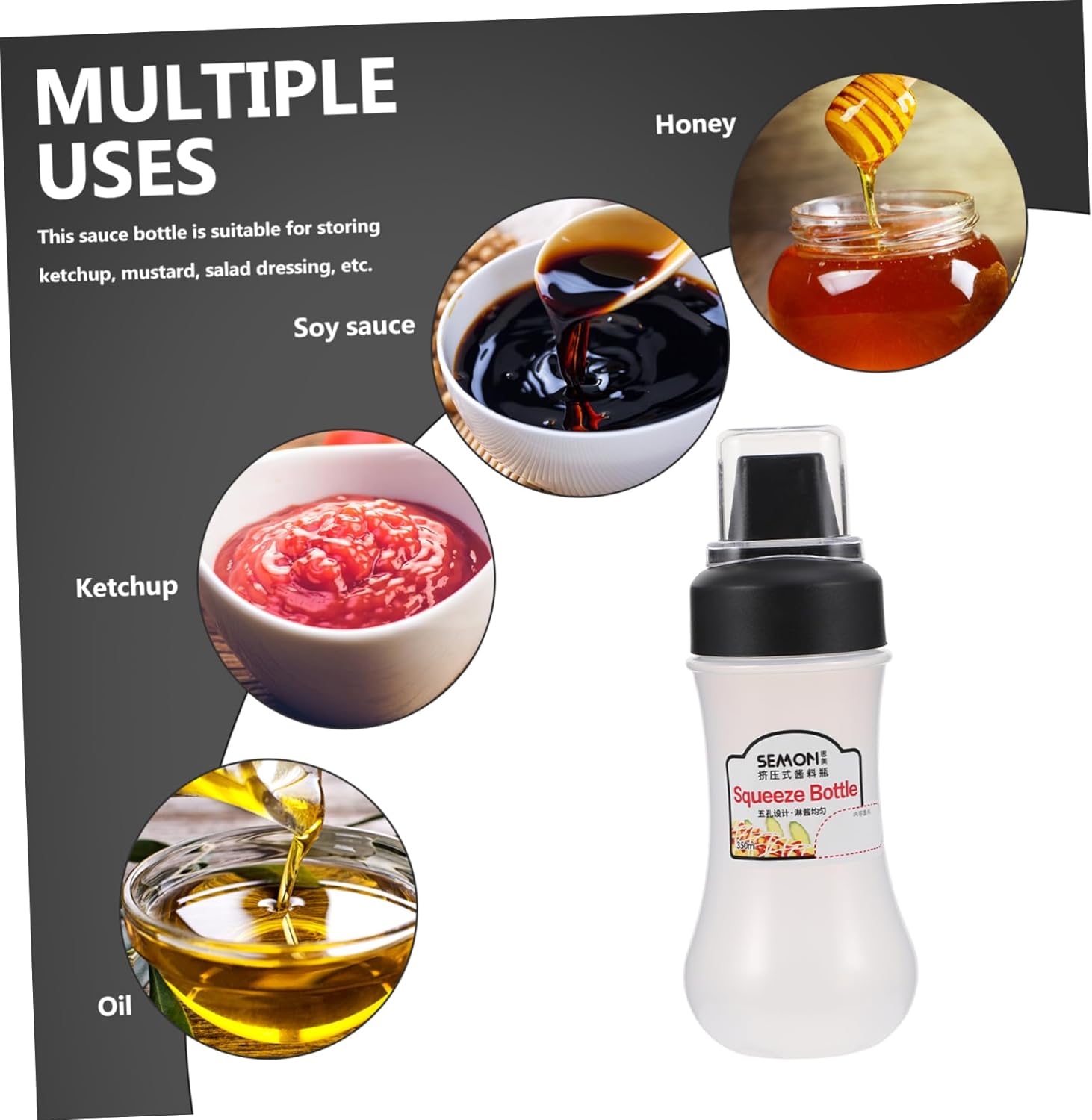 Holidoyo Portable Refillable Condiment Squeeze Bottle