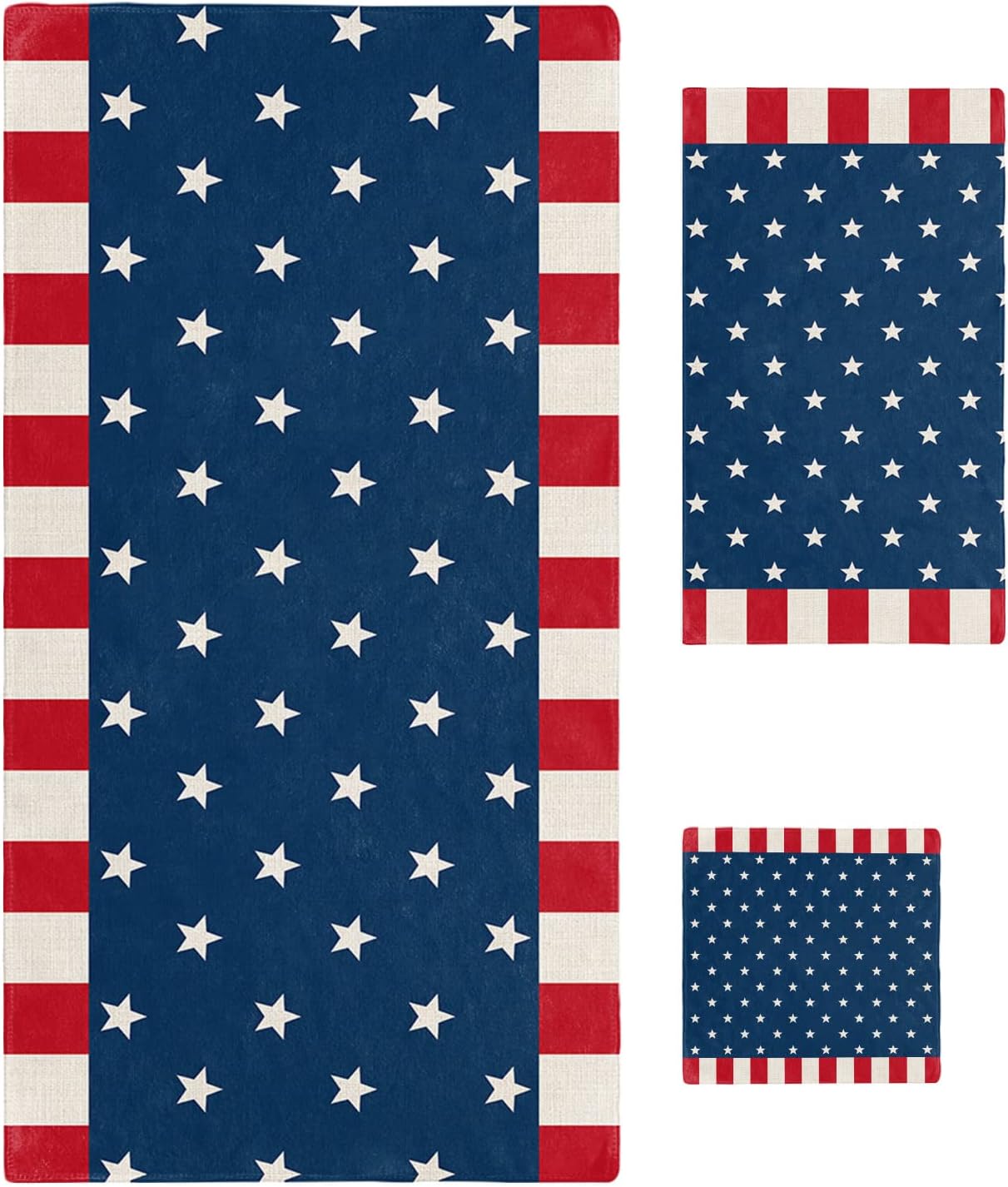 Sevenbabu American Flag Bath Towels Set