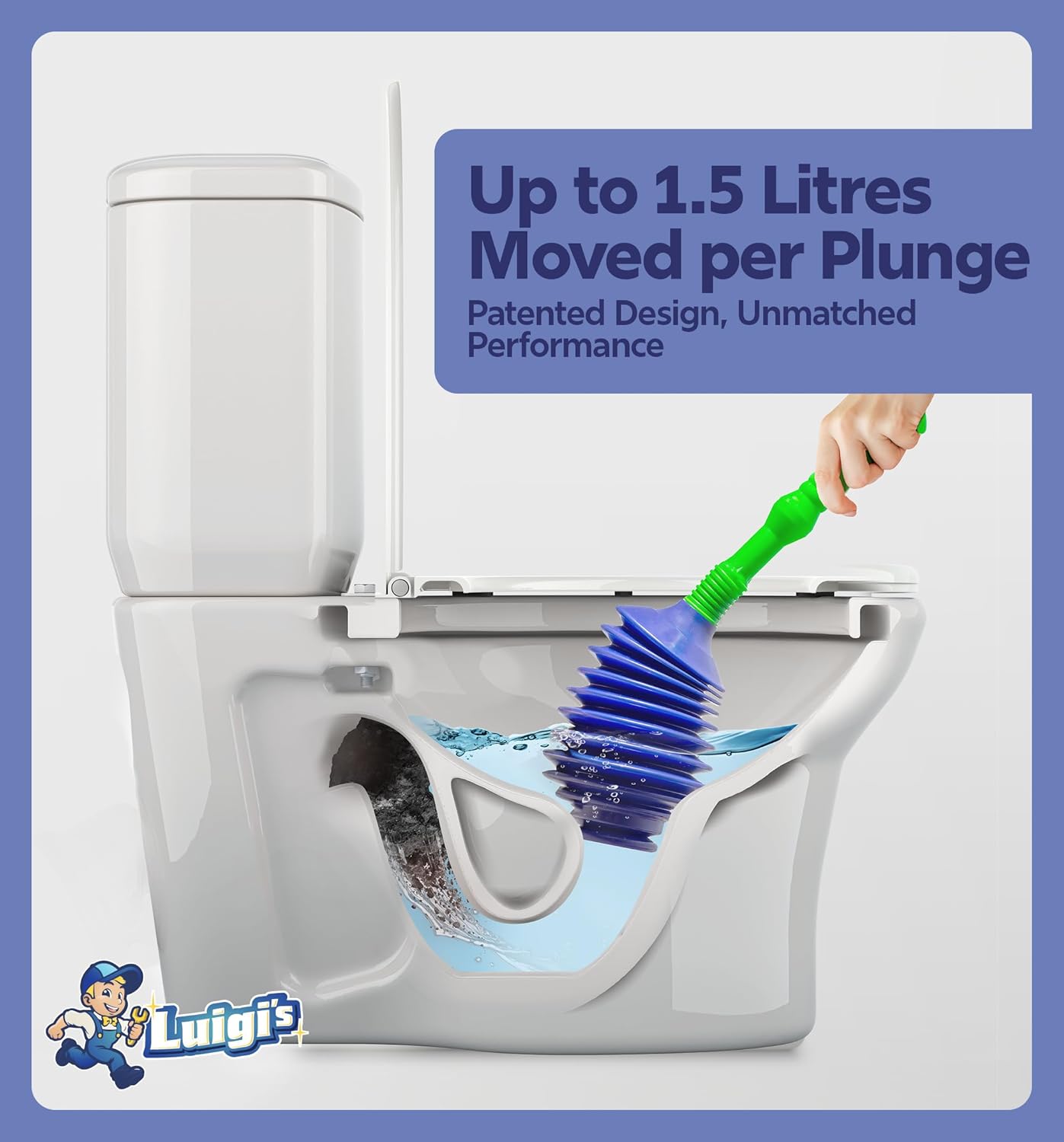 Luigis Toilet Plunger Best Unblocker Snake Design Eco-Friendly Clog Master
