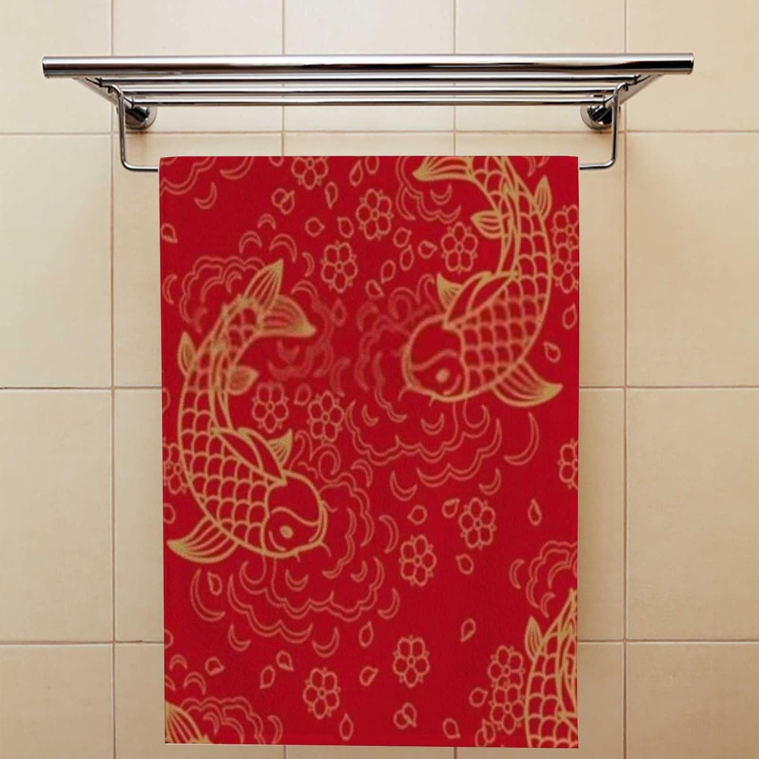 Rashu Ultra Soft bath towel set with Koi Fish pattern 30x15in