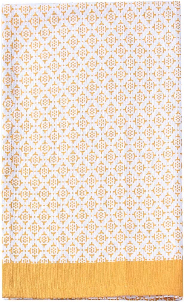 ACCENTHOME Cotton Hand Towels Set of 4 - Geometric Print Yellow