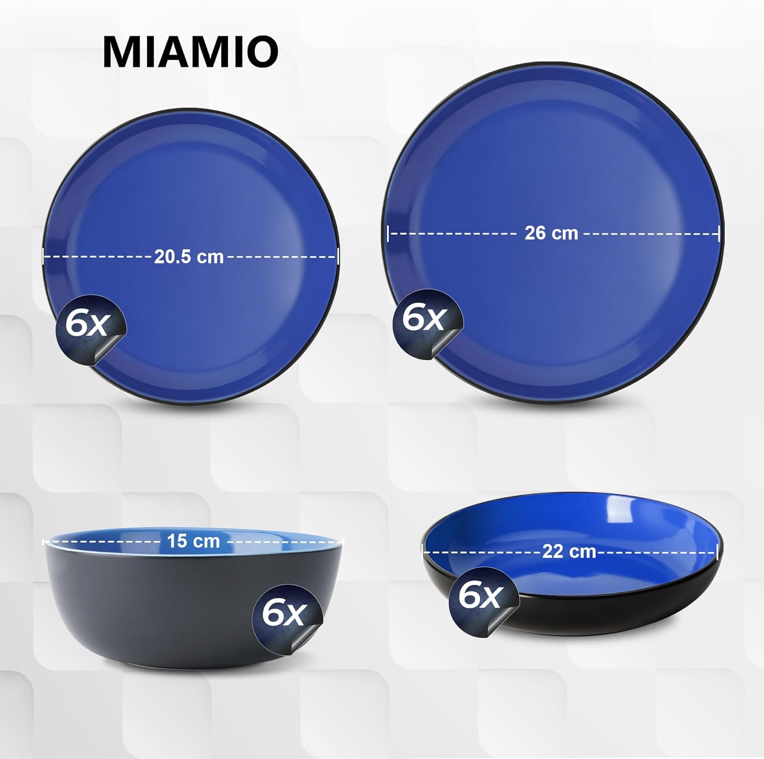 MIAMIO Service for 6 - Elegant Dinnerware Set Blue