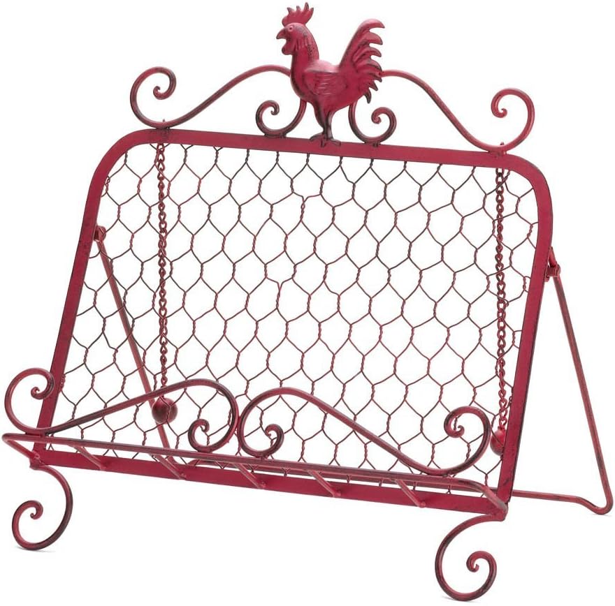 Natural Wood Rooster Cookbook Stand