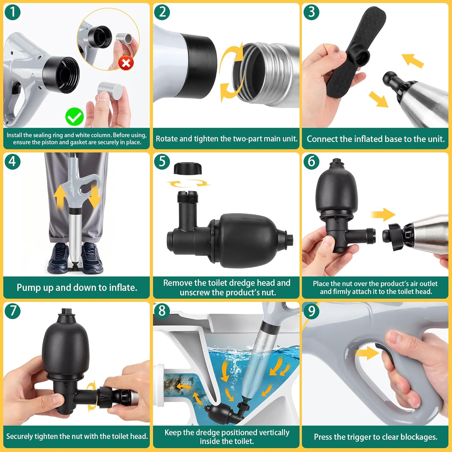 Sturdy High-Pressure Toilet Plunger