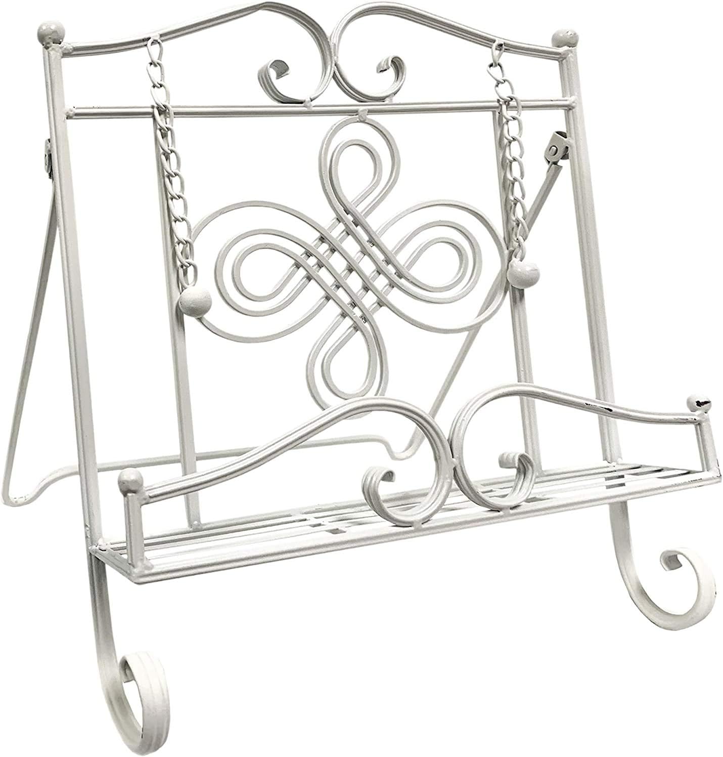 Tripar Swirl Design White Metal Cookbook Stand