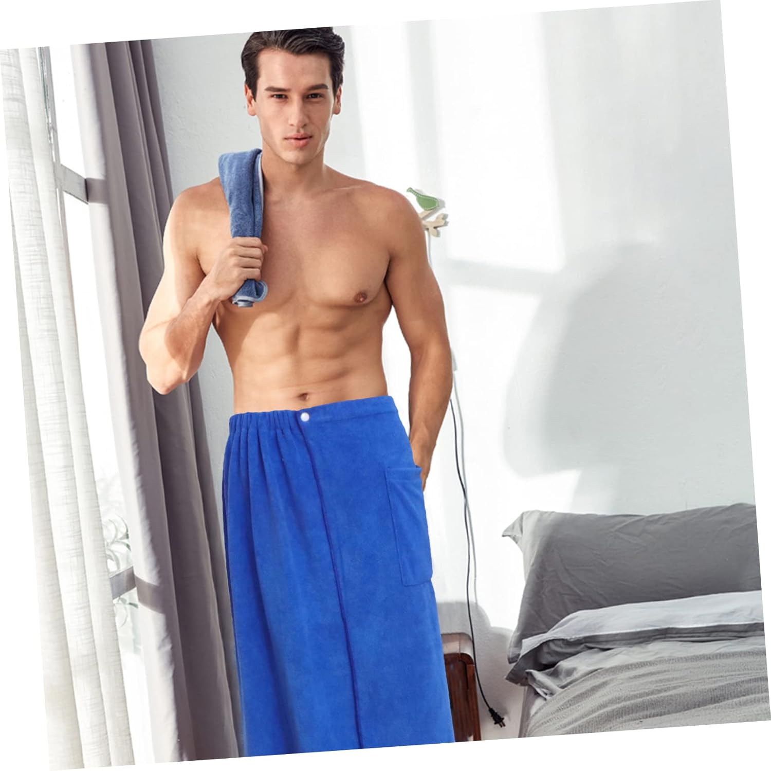 Stylish Mens Bath Robe Beach Towel Set for Adults