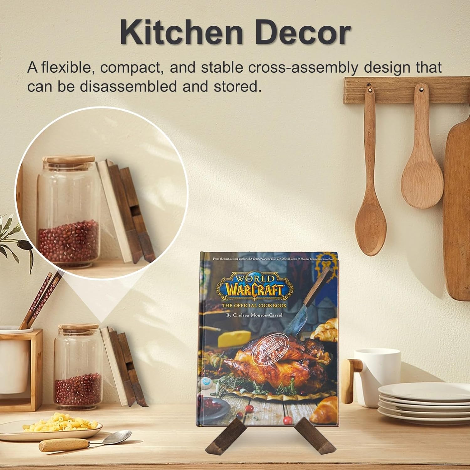 Versatile Cross Design Kitchen Cookbook Stand