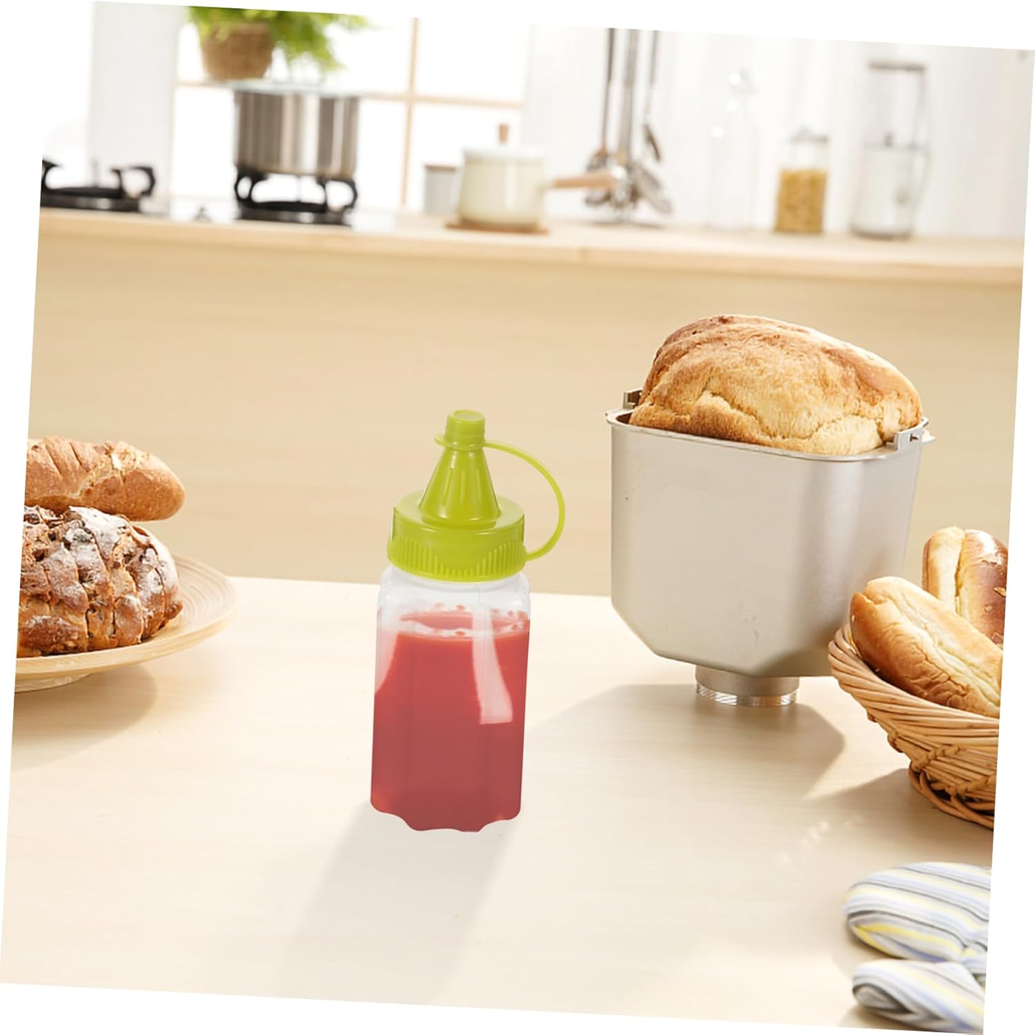 4 Pack Condiment Squeezing Bottles for Salad Dressing Olive Oil Mustard