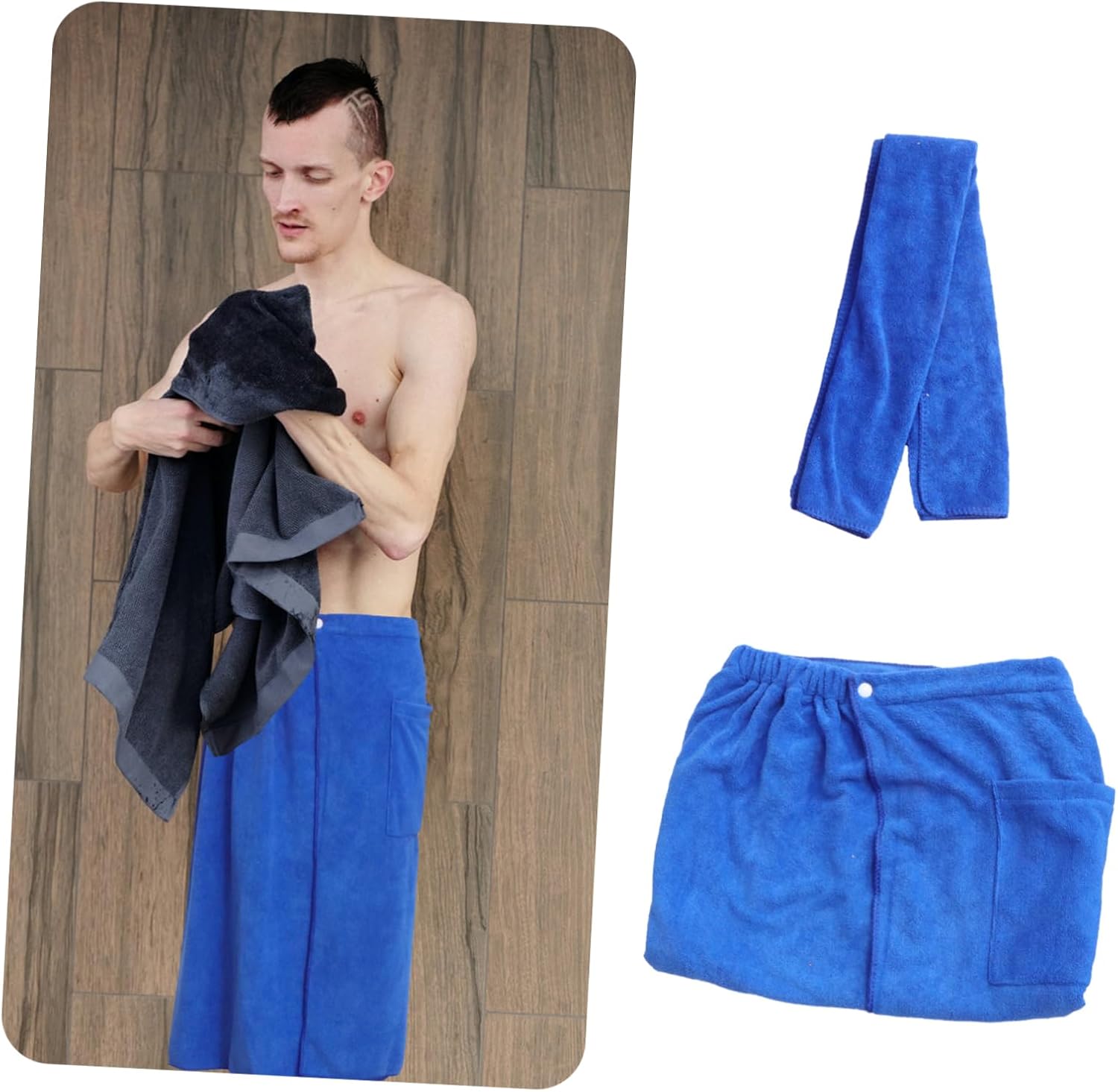Stylish Mens Bath Robe Beach Towel Set for Adults