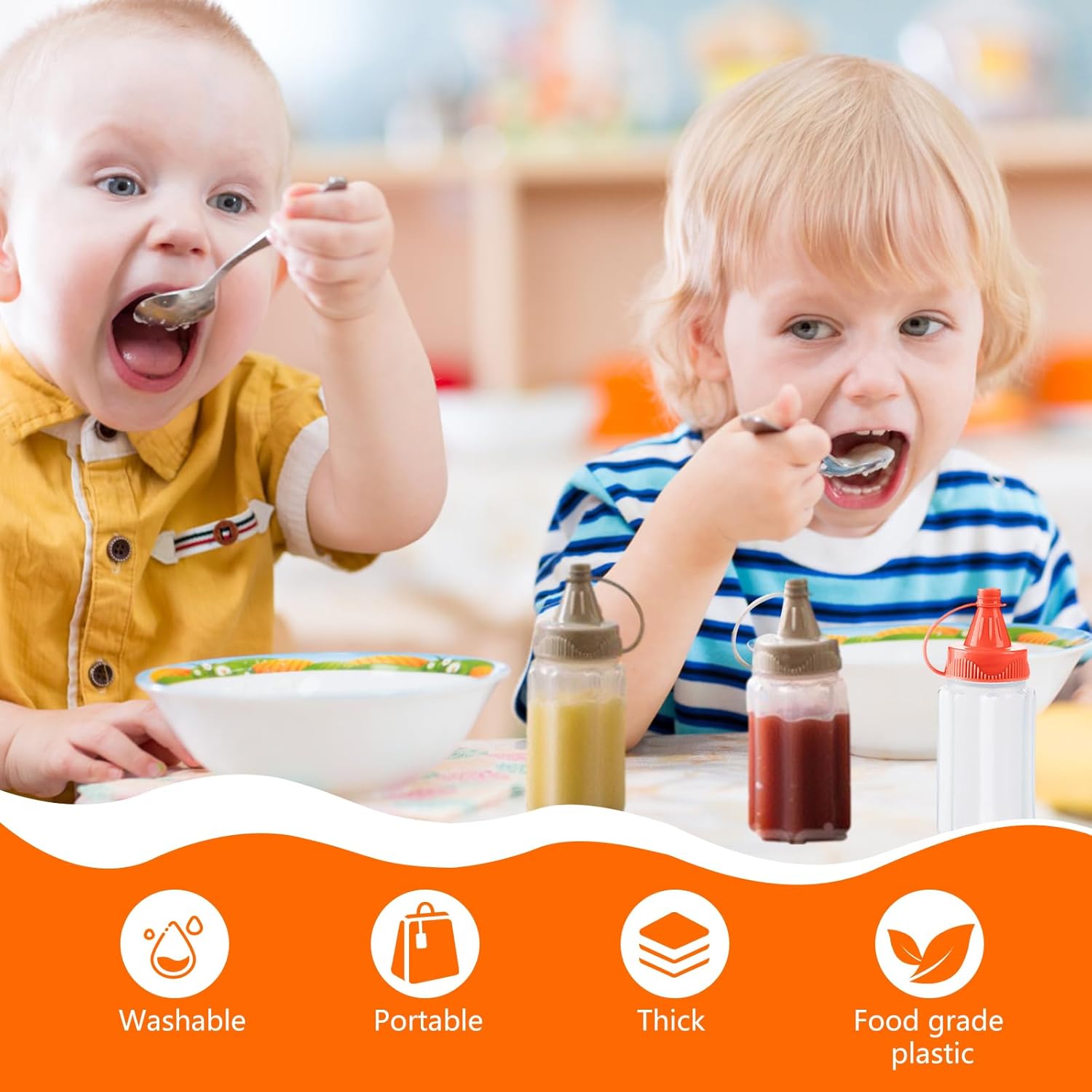 homimor 12Pack Mini Plastic Sauce Squeeze Bottles