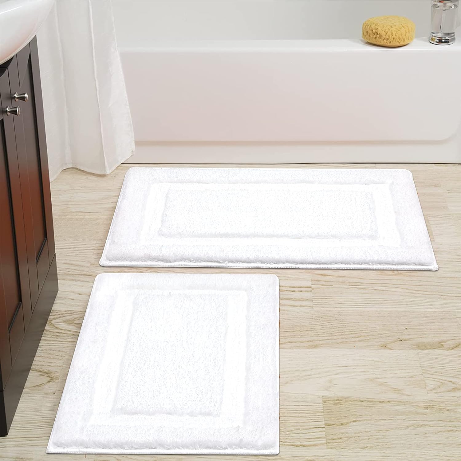 Luxurious Soft Microfiber Bathroom Rugs Set 2 Pieces 16x24 20x32 inch