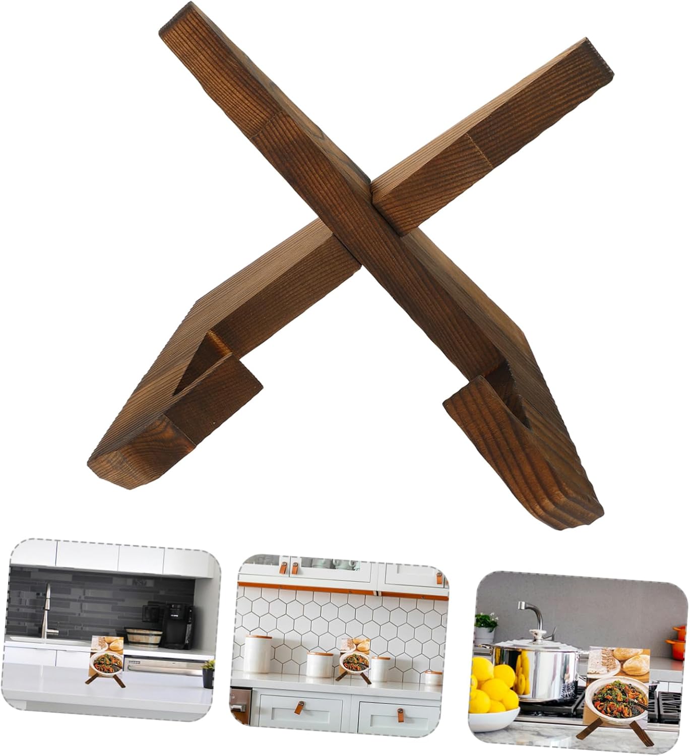 Mikinona Elegant Wooden Recipe Stand for Desk Book Storage