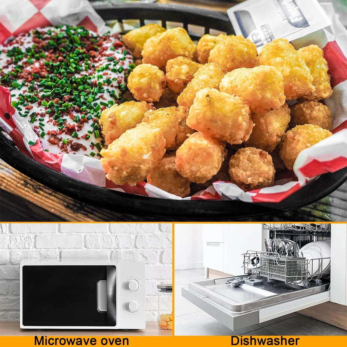 50-Piece Black Plastic Bread Basket Set for Fast Food Restaurant Use