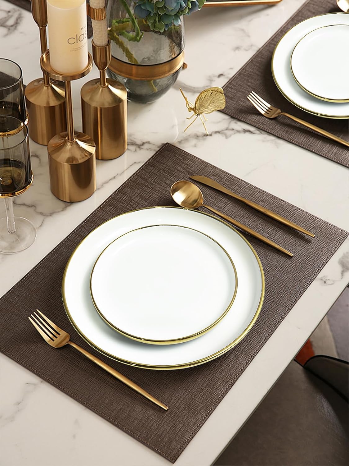 Stunning Gold Rim Dinnerware Set for 4