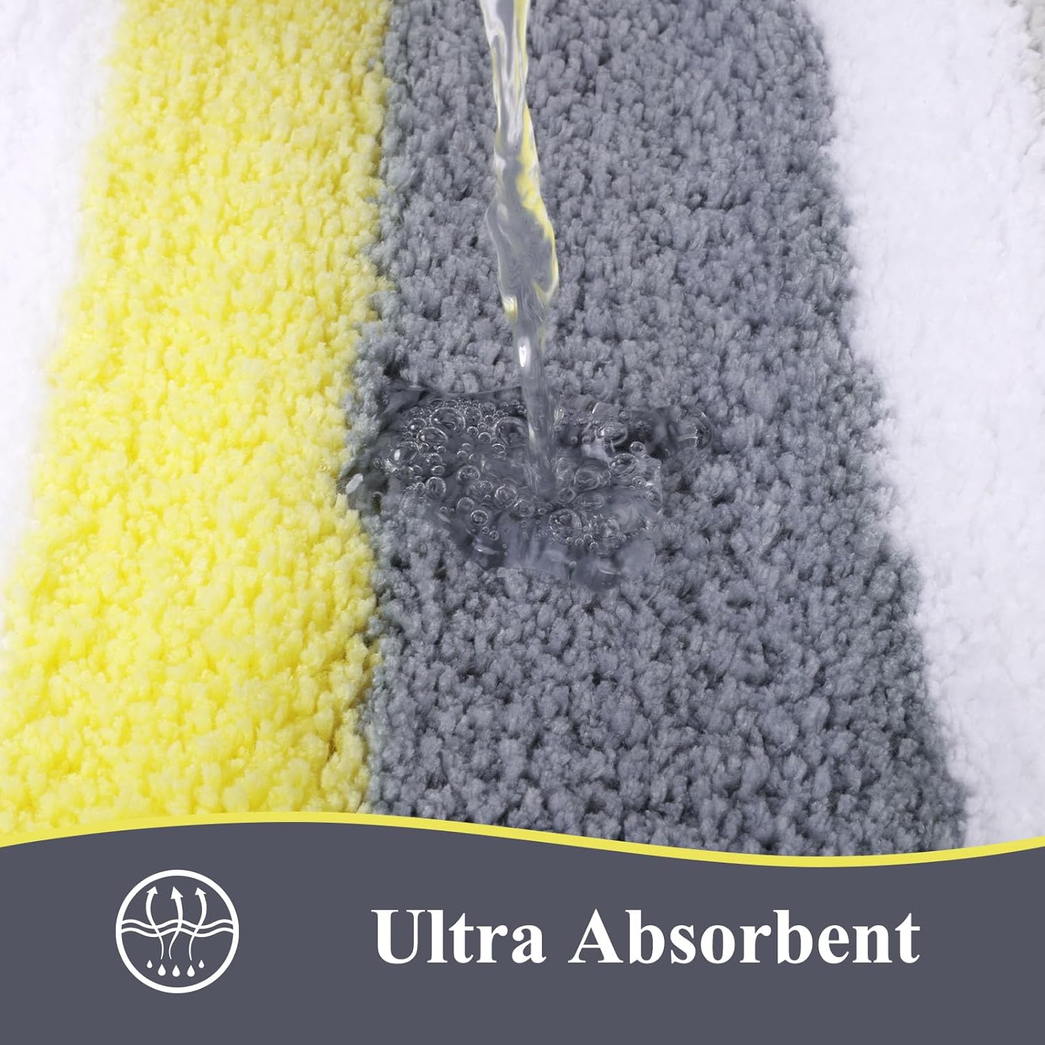 Vaukki 3 Piece Bathroom Rugs Set - Non Slip Shaggy Microfiber Mats