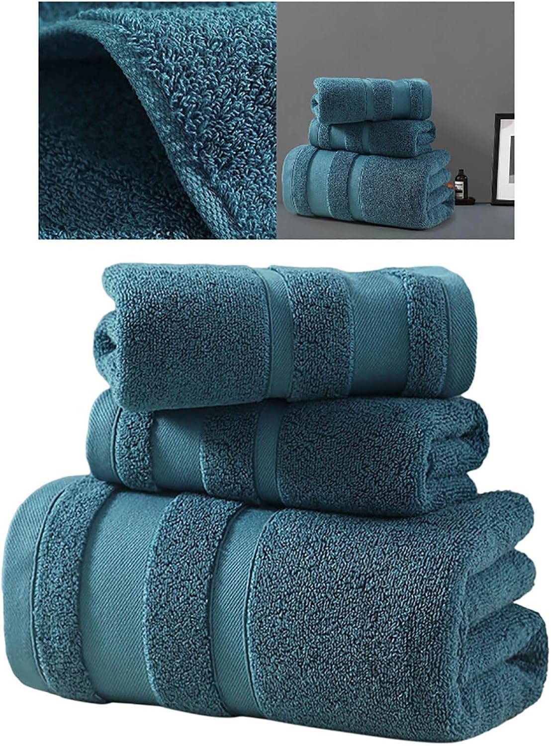 Pure Cotton Soft Bath Towels Blue 28x14