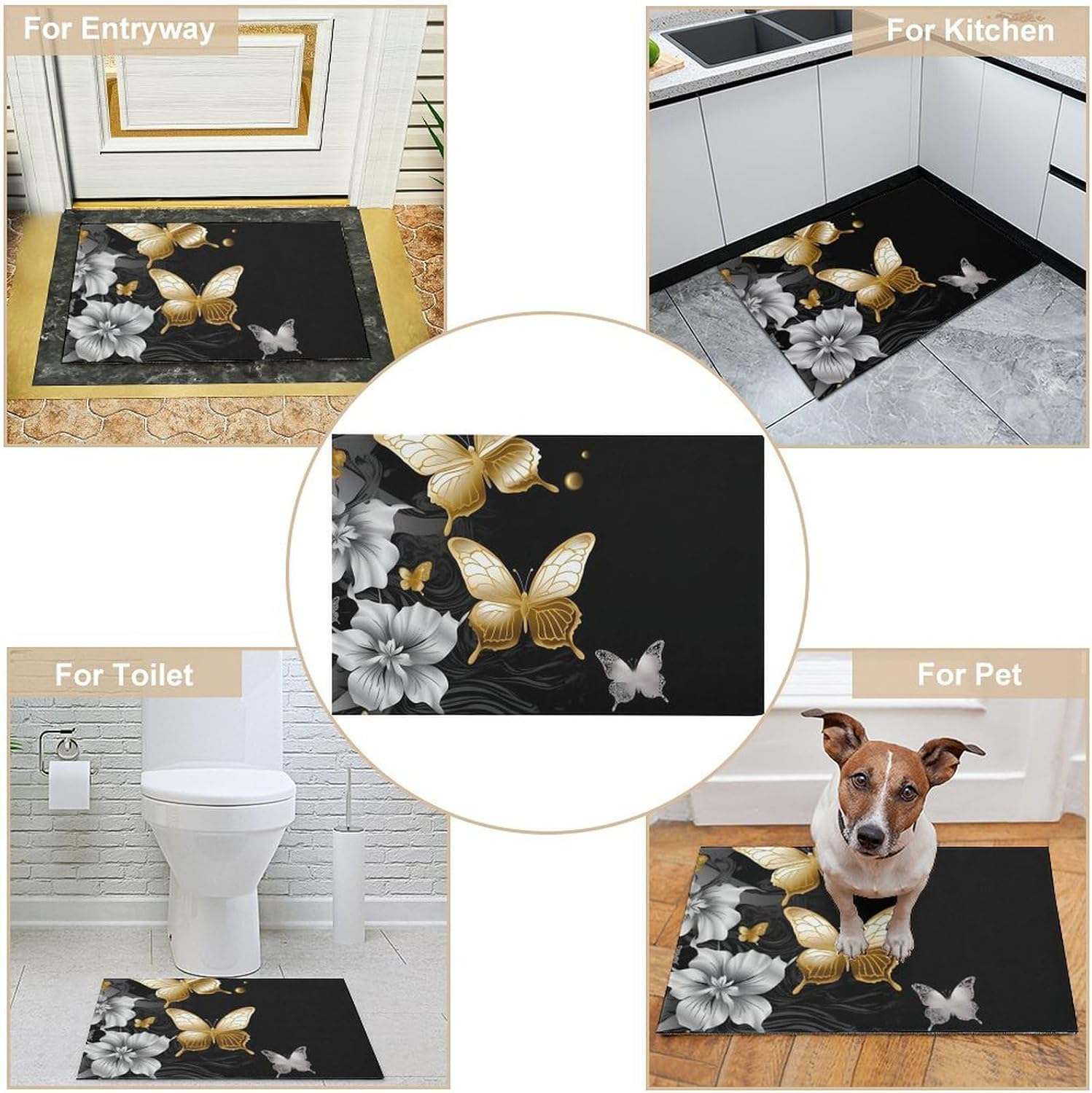 Durable Gold White Bath Mat 236x157 Incher