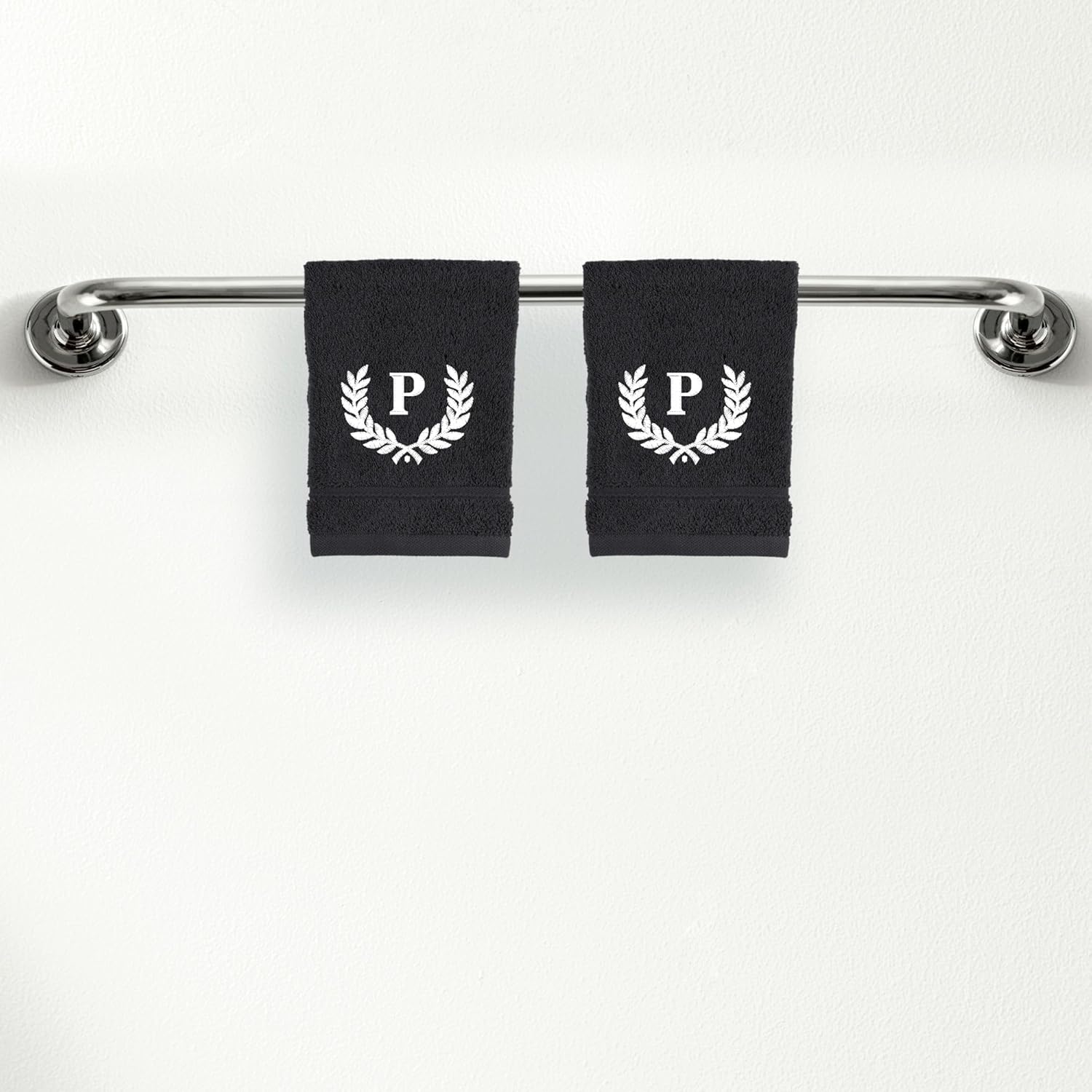 Personalized Monogrammed Black Washcloth Set