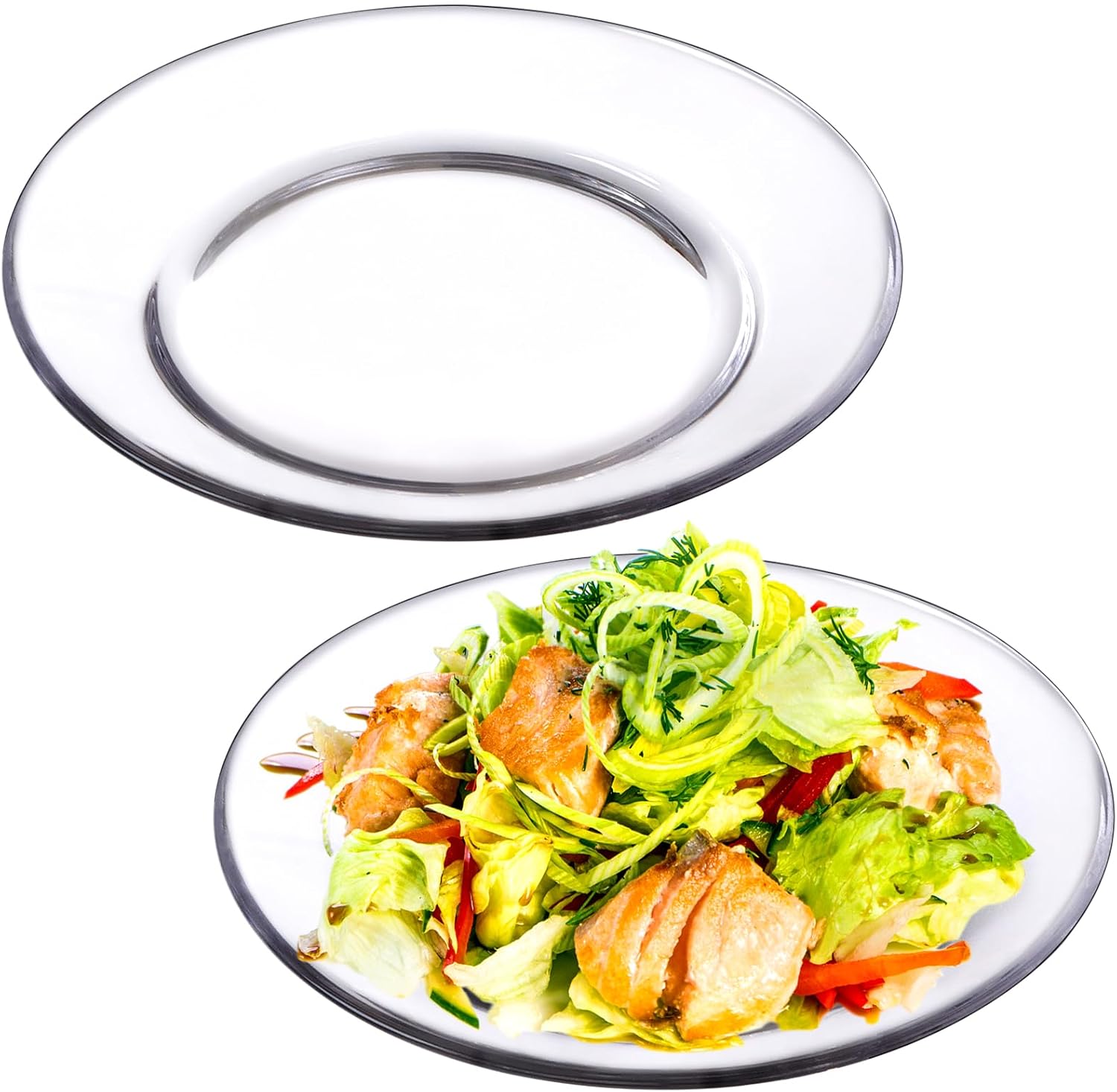 NATURAL GLASS PLATES CLEAR DINNER PLATE SET
